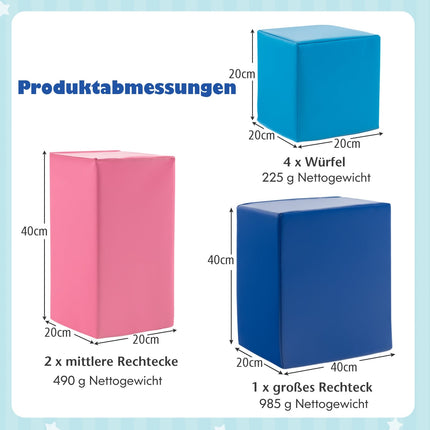 Putplasčio kaladėlių rinkinys - 7 vnt., minkšti ir patvarūs