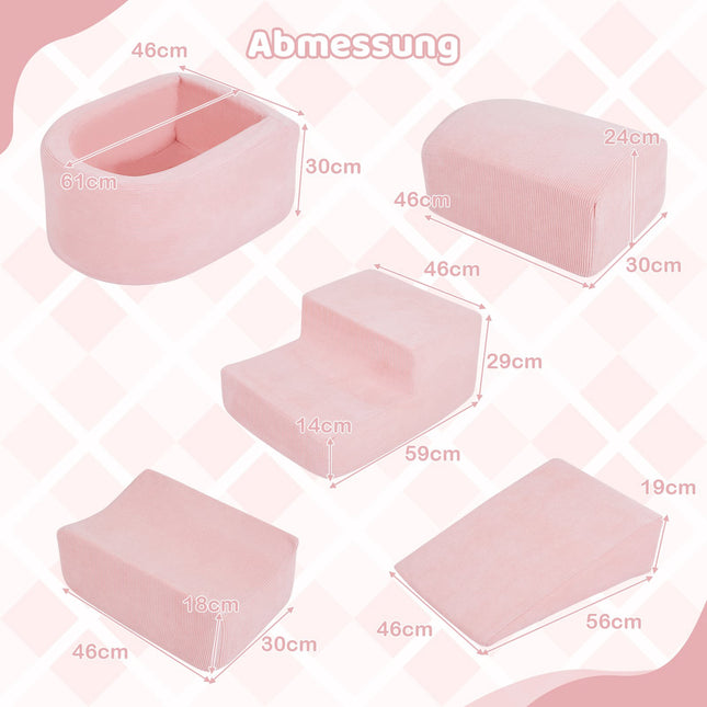 Putplasčio laipiojimo kaladėlių rinkinys su kamuoliukų baseinu, velveto užvalkalai