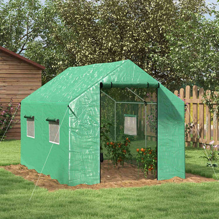 Folinis šiltnamis 2x3x2m atsparus vėjui su suvyniojamu langu ir apsauga nuo UV spindulių, idealiai tinka pomidorams, tvirta plieninė konstrukcija, žalios spalvos