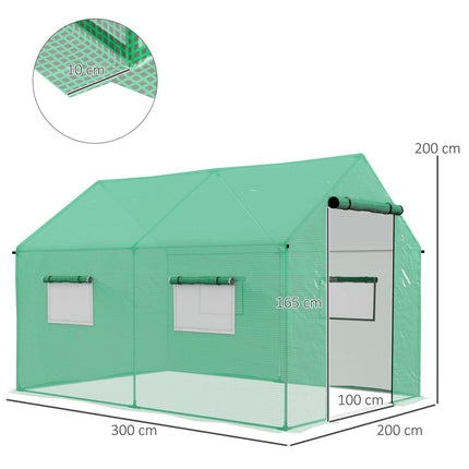 Folinis šiltnamis 2x3x2m atsparus vėjui su suvyniojamu langu ir apsauga nuo UV spindulių, idealiai tinka pomidorams, tvirta plieninė konstrukcija, žalios spalvos