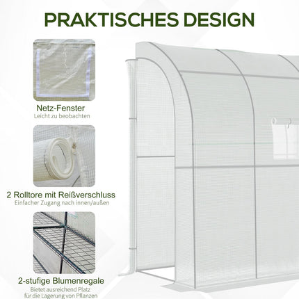 Foil Greenhouse 200x100x215cm, Mesh window & UV protection
