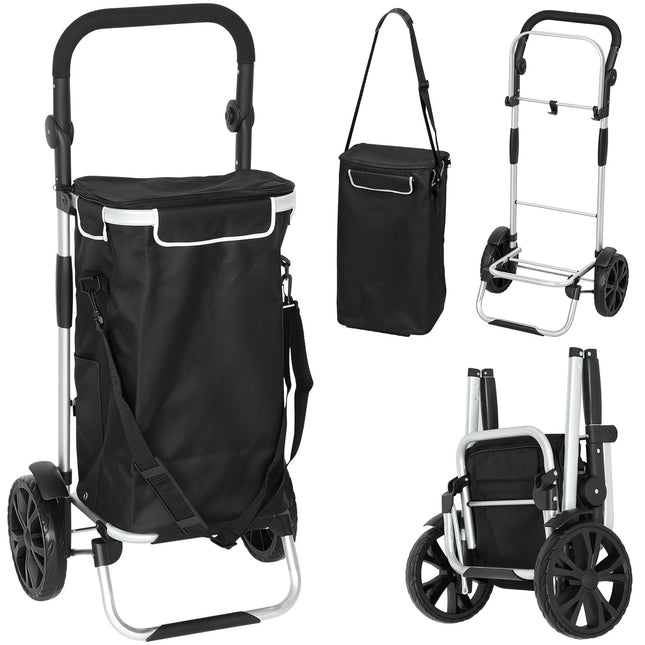 Sulankstomas 3 viename pirkinių vežimėlis, 40 l, 25 kg talpa, juodas