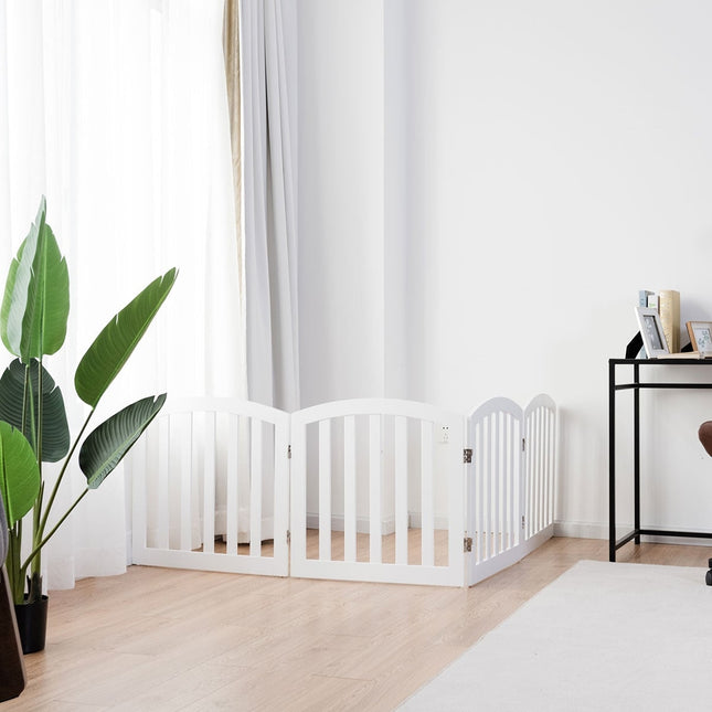 Sulankstomi 4 panelių varteliai augintiniams, MDF mediena, balti