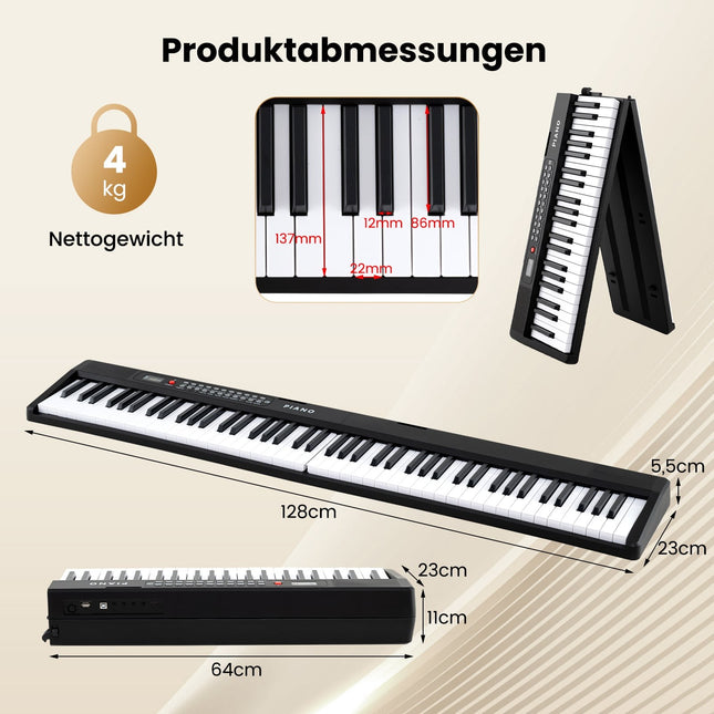 Sulankstoma 88 klavišų pianino klaviatūra su dvigubu režimu ir mokymosi funkcija