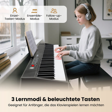 Sulankstoma 88 klavišų pianino klaviatūra su dvigubu režimu ir mokymosi funkcija