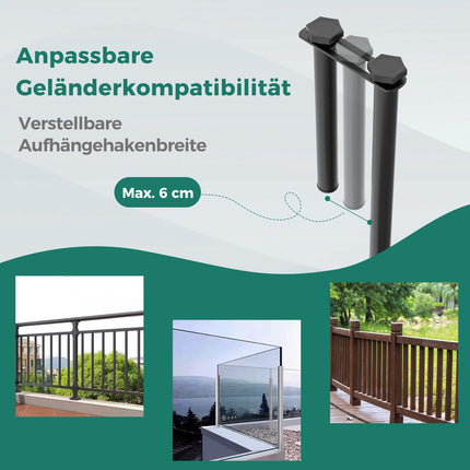 Sulankstomas balkono stalas - metalinis pakabinamas stalas, juodas