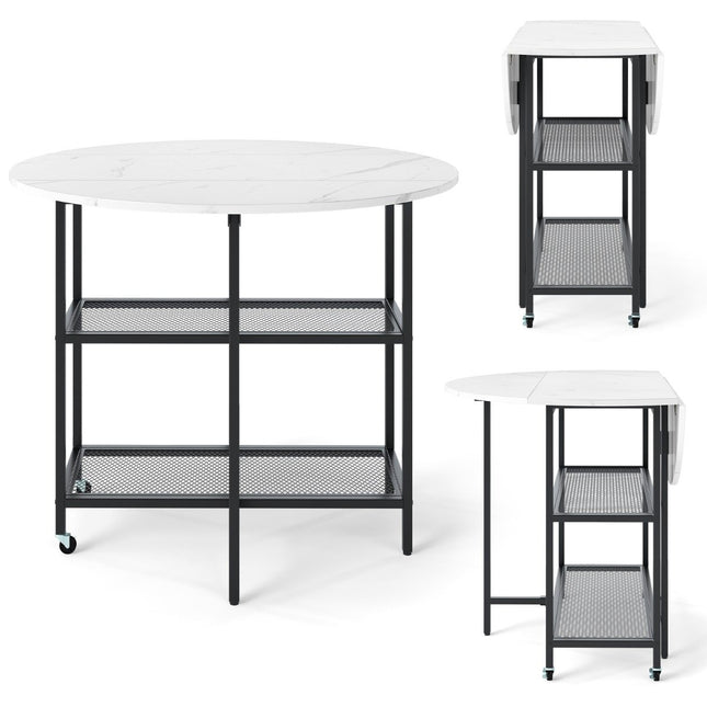 Foldable Dining Table, Marble Look, Seats 2-4, Mobile