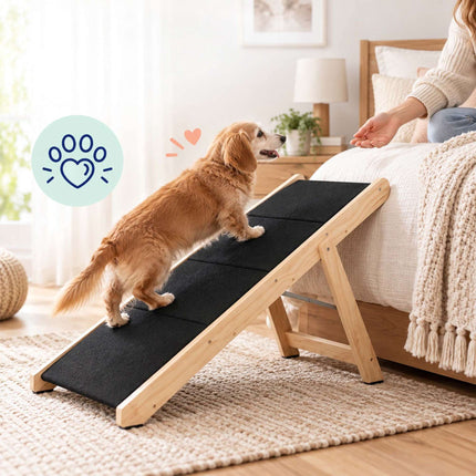 Foldable Dog Stairs and Ramp 2-in-1 with 4 Steps, Up to 50 kg, Pine Wood