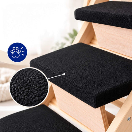 Foldable Dog Stairs and Ramp 2-in-1 with 4 Steps, Up to 50 kg, Pine Wood
