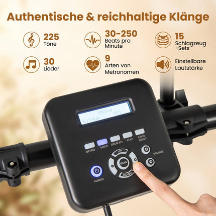 Sulankstomas elektroninis būgnų komplektas su tinklelio padais, 225 garsai
