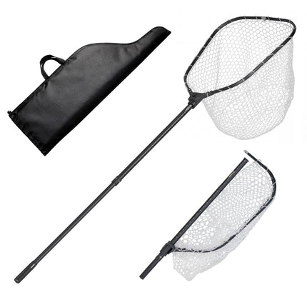 Foldable Fishing Landing Net, Telescopic 76 in, Silicone Mesh