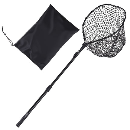 Foldable Fishing Landing Net, Telescopic Handle, Silicone Mesh
