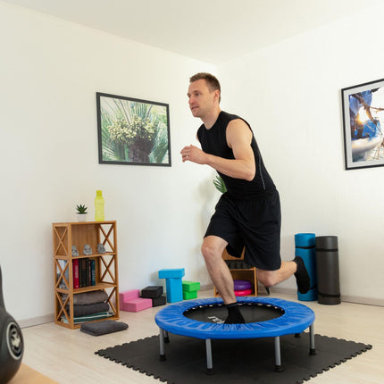 Sulankstomas fitneso batutas, mėlynai juodas, batutas vidaus pratimams su atšokimu