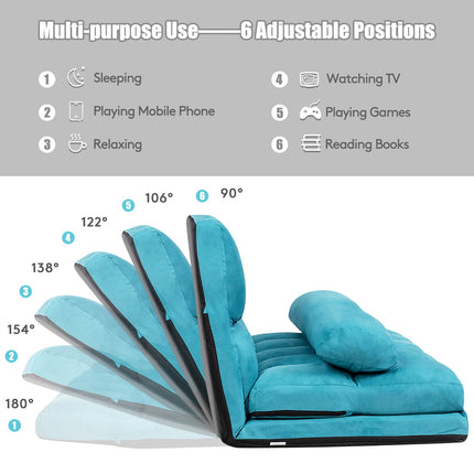 Sulankstoma sofa-lova, reguliuojama 6 pozicijų, mėlyna