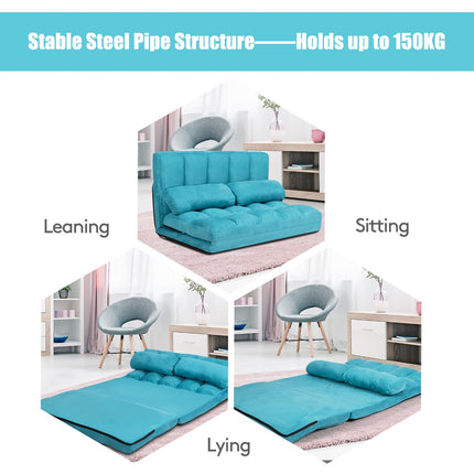 Sulankstoma sofa-lova, reguliuojama 6 pozicijų, mėlyna
