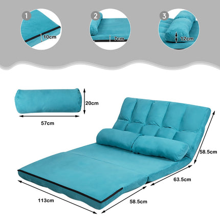 Sulankstoma sofa-lova, reguliuojama 6 pozicijų, mėlyna