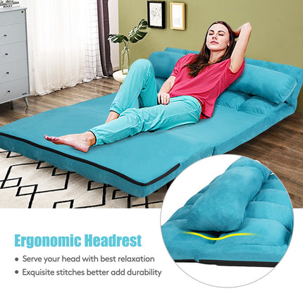 Sulankstoma sofa-lova, reguliuojama 6 pozicijų, mėlyna