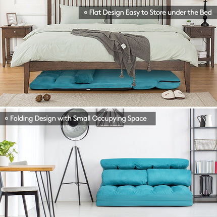 Sulankstoma sofa-lova, reguliuojama 6 pozicijų, mėlyna