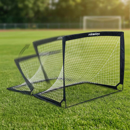 Sulankstomų futbolo vartų rinkinys, juodos spalvos, su nešiojimo krepšiu