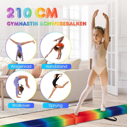 Sulankstoma gimnastikos balansinė sija, 210 cm, zomšos apdaila