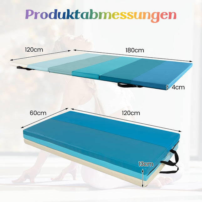 Sulankstomas gimnastikos kilimėlis 180x120 cm, mėlynas, PU putos