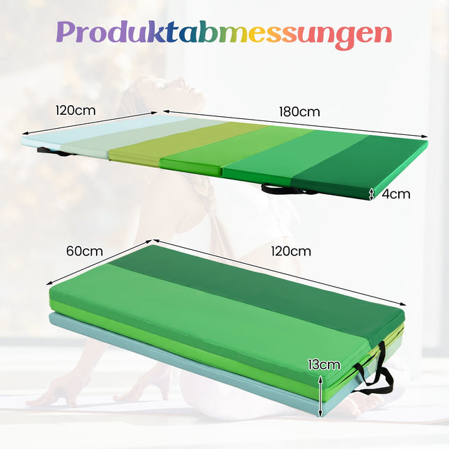 Sulankstomas gimnastikos kilimėlis, 180x120 cm, žalias, PU putos
