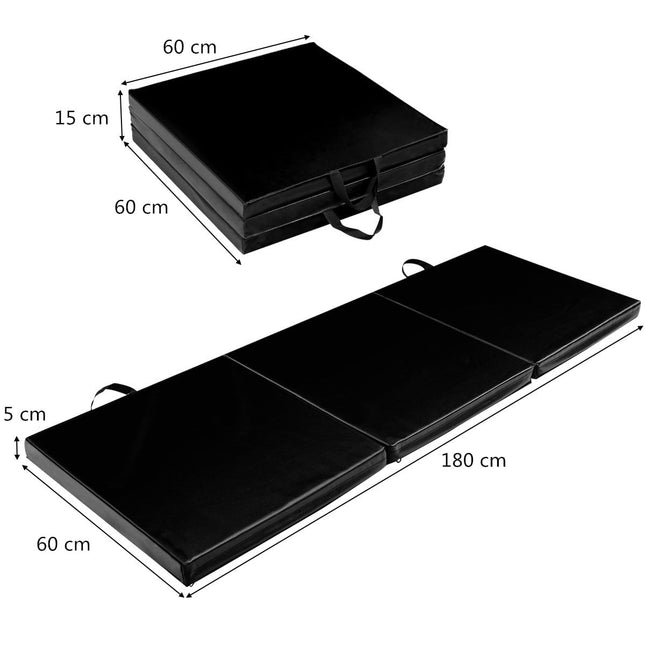 Sulankstomas gimnastikos kilimėlis, 183x61x5cm, nešiojamas ir lengvai valomas