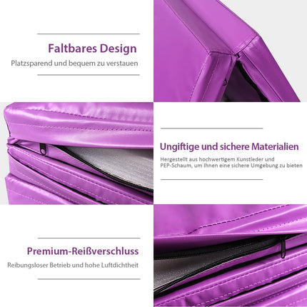 Sulankstomas gimnastikos kilimėlis, 240x116x5 cm, violetinis
