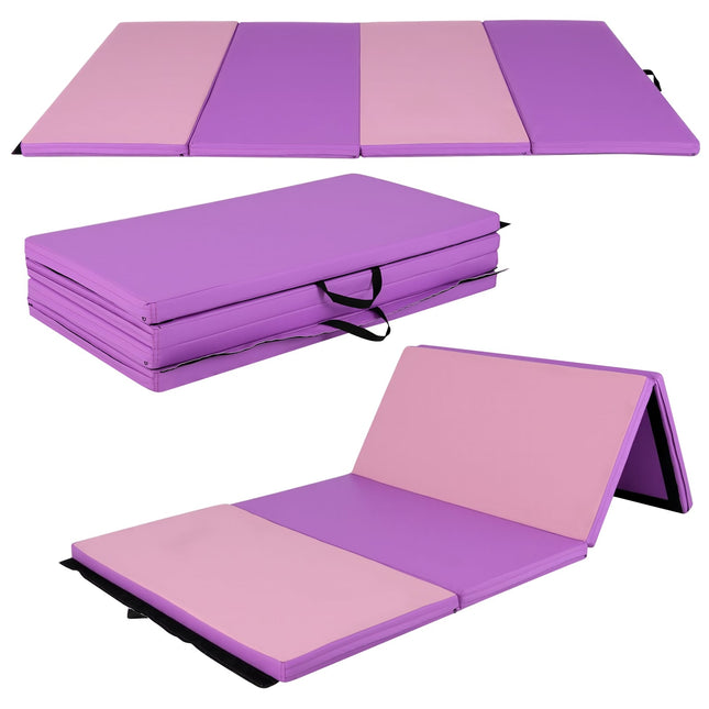 Sulankstomas gimnastikos kilimėlis, 240x116x5 cm, violetinis/rožinis
