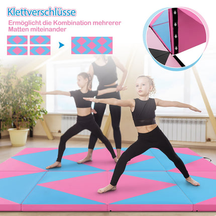 Sulankstomas gimnastikos kilimėlis, 240x117x5cm, rožinis/mėlynas