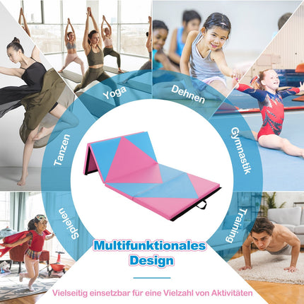 Sulankstomas gimnastikos kilimėlis, 240x117x5cm, rožinis/mėlynas