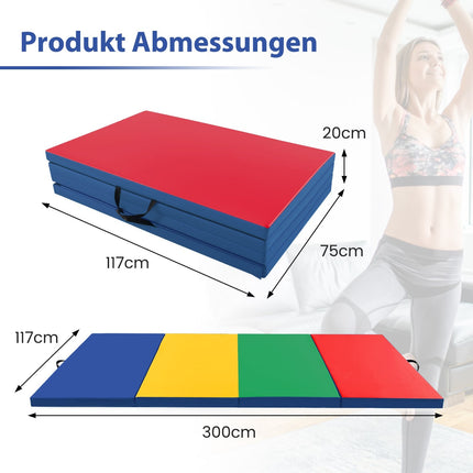 Sulankstomas gimnastikos kilimėlis, 300x117x5 cm, PU oda
