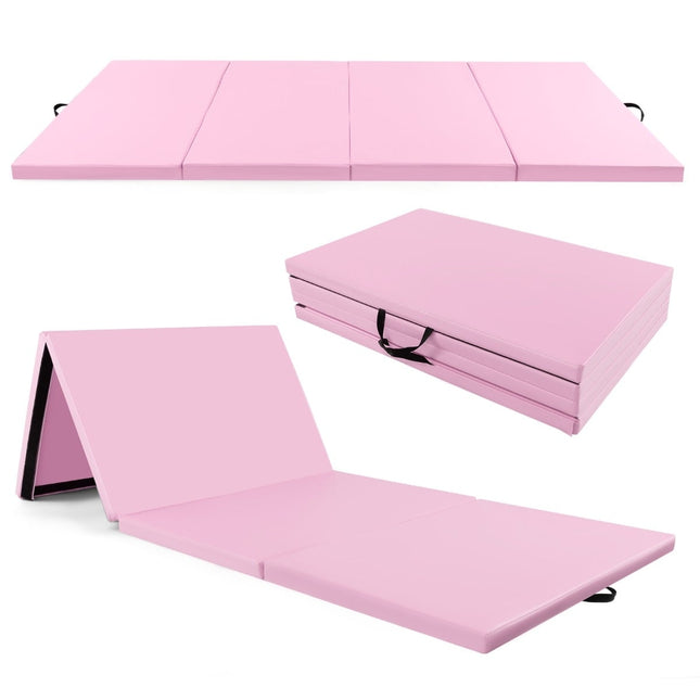 Sulankstomas gimnastikos kilimėlis, 300x117x5 cm, rožinis, PU užvalkalas