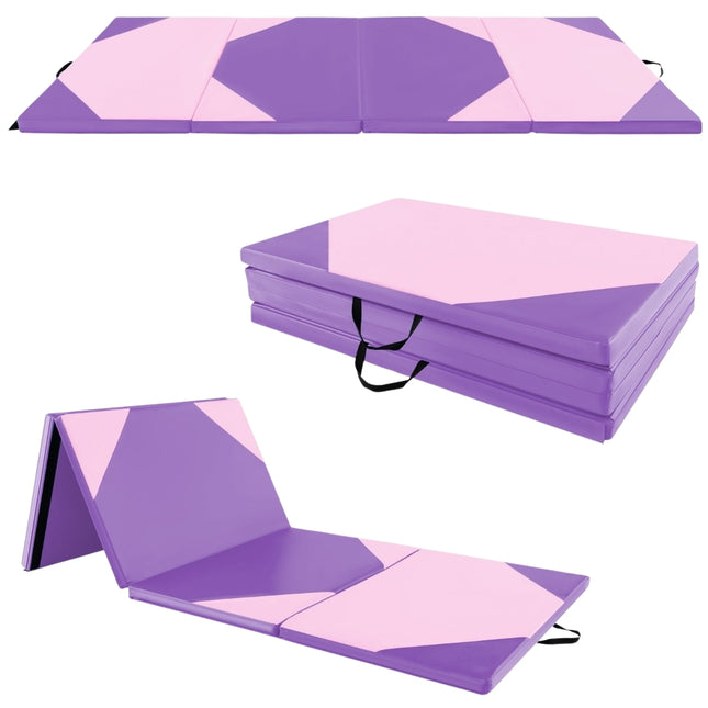 Sulankstomas gimnastikos kilimėlis, dirbtinė oda, 300x117x5 cm, violetinis