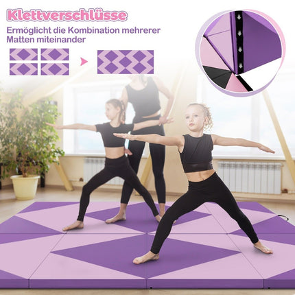 Sulankstomas gimnastikos kilimėlis, nešiojamas, 240x117x5 cm, violetinis