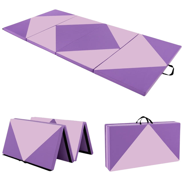 Sulankstomas gimnastikos kilimėlis, nešiojamas, 240x117x5 cm, violetinis