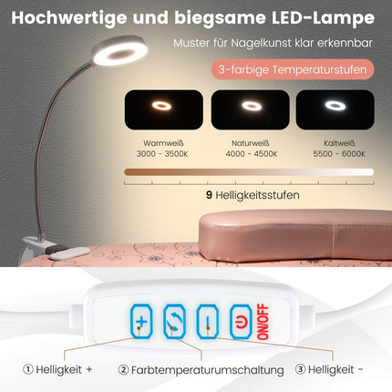 Sulankstomas manikiūro stalas su dulkių surinktuvu ir LED lempa
