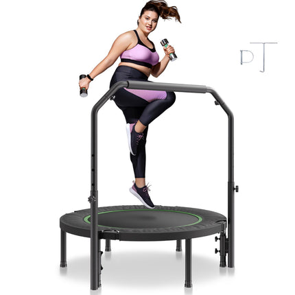 Foldable Mini Trampoline, 40-Inch, 330-Lb, Adjustable Handle