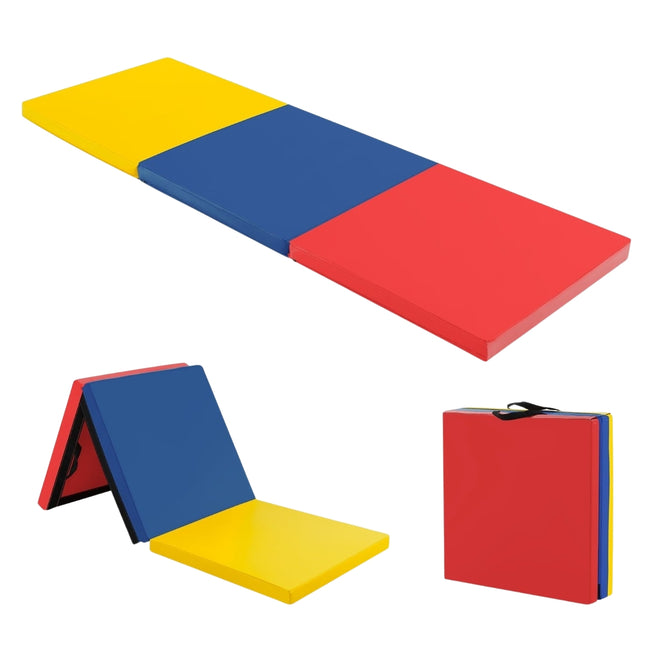 Sulankstomas neslystantis gimnastikos kilimėlis su rankenomis, 180x60 cm