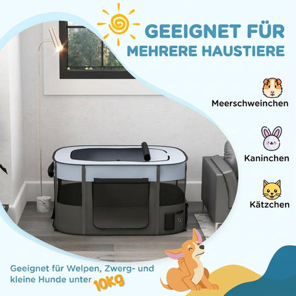Foldable Pet Playpen with Storage Bag, 114 x 89 x 59 cm, Grey