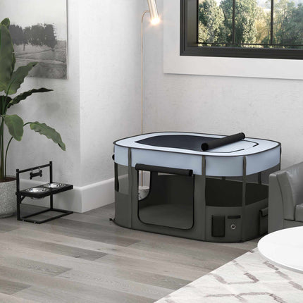 Foldable Pet Playpen with Storage Bag, 114 x 89 x 59 cm, Grey