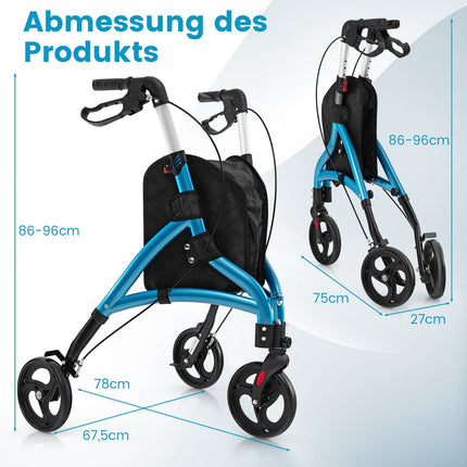 Sulankstomas vaikštynė senjorams - lengvas aliuminis, 20 cm ratukai