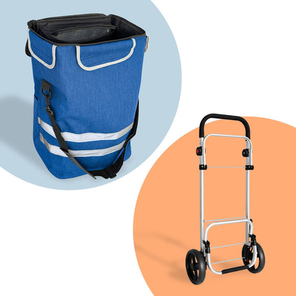 Sulankstomas pirkinių vežimėlis, 45 l, šaltkrepšis, 35 kg talpa