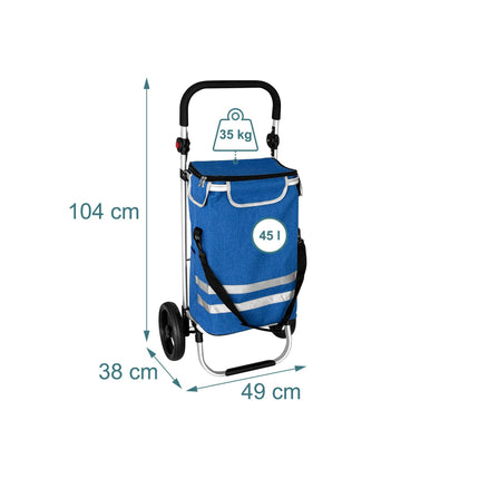 Sulankstomas pirkinių vežimėlis, 45 l, šaltkrepšis, 35 kg talpa