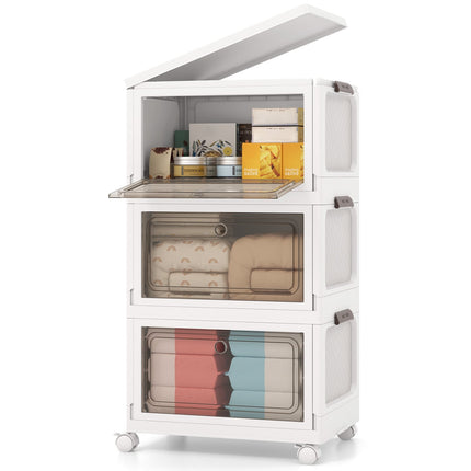 Sulankstomos daiktadėžės su dangčiais, 3 vnt., 105 l, baltos