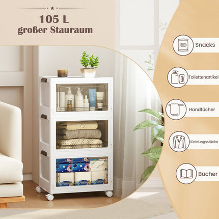 Sulankstomos daiktadėžės su dangčiais, 3 vnt., 105 l, baltos