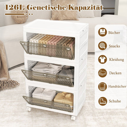 Sulankstoma daiktadėžė su dangčiu, 126 l / 168 l, ratukai