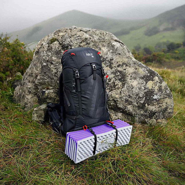 Sulankstomas turistinis kilimėlis, aliuminio kraštas, 195 cm, violetinis