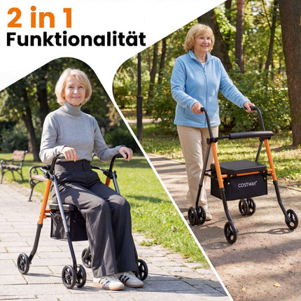 Sulankstomas kelioninis ratas, reguliuojamo aukščio, oranžinis, 136 kg keliamoji galia