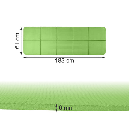 Foldable Yoga Mat 6 mm with Carry Bag, 61 x 183 cm, Green